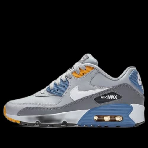(GS) Nike Air Max 90 LTR Leather Low-Top Grey/Blue