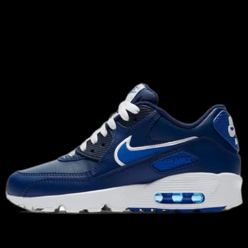 (GS) Nike Air Max 90 LTR Leather Low-Top Blue/White