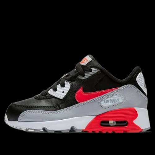 (PS) Nike Air Max 90 LTR Leather Low-Top Black/Grey/Red
