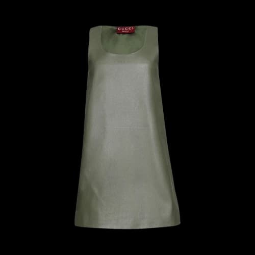 Gucci Grainy Leather Dress 'Army Green/White'