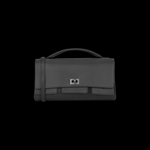 Balenciaga Bel Air Small Leather Clutch Bag Grey