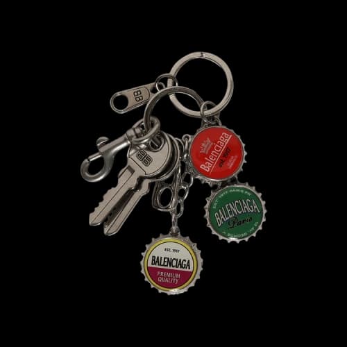Balenciaga Bottle Cap Keyring 'Silver/Multicolor'