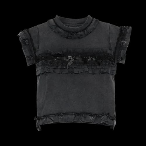 Balenciaga Women's Ruffle Crewneck T-shirt Washed Black