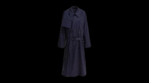 Balenciaga Cotton Trench Coat Blue