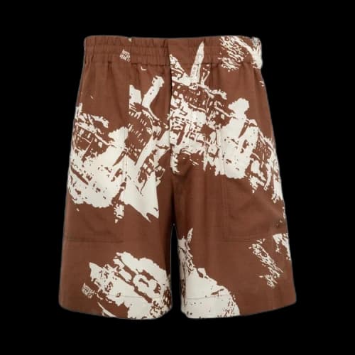 Bottega Veneta Silk Shantung Postcard Print Shorts 'Pecan/Dove'