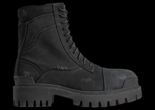 Balenciaga Combat Strike Boot Black Cotton Canvas