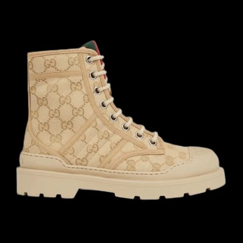Gucci Walker Combat Boot Beige Brown GG Canvas (Women's)