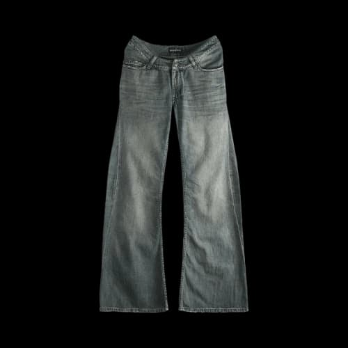 Balenciaga Curved Waist Pant Navy Green Yellow