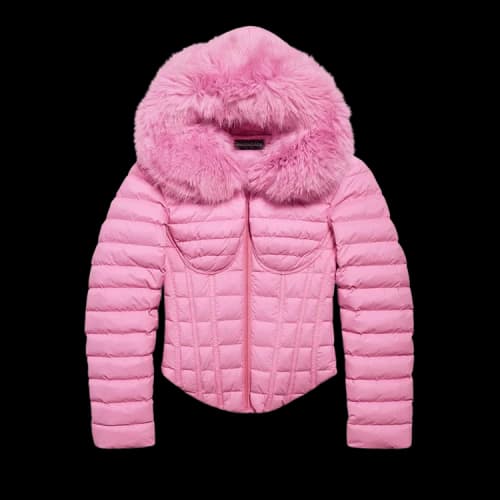 Balenciaga Hooded Corseted Puffer Jacket 'Pink'
