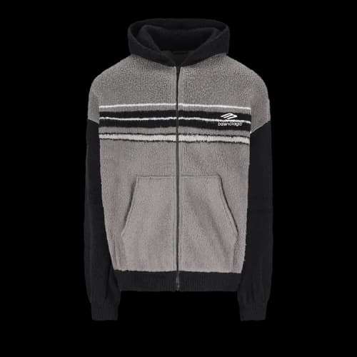 Balenciaga Fluffy Zip-Up Hoodie 'Grey/Multicolor'