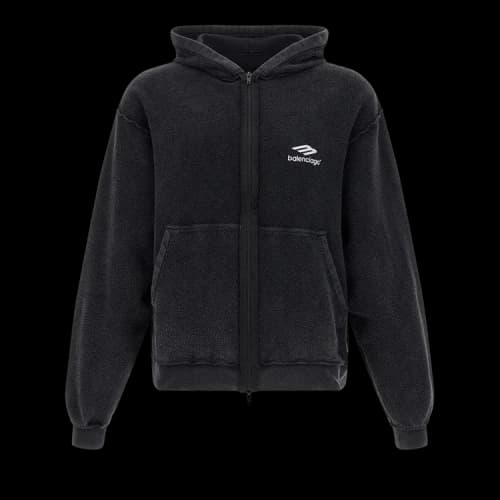Balenciaga Inside-Out Zip-Up Hoodie 'Faded Washed Black'