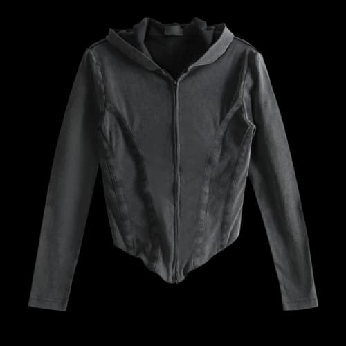 Balenciaga Corseted Zip Up Hoodie 'Washed Black'
