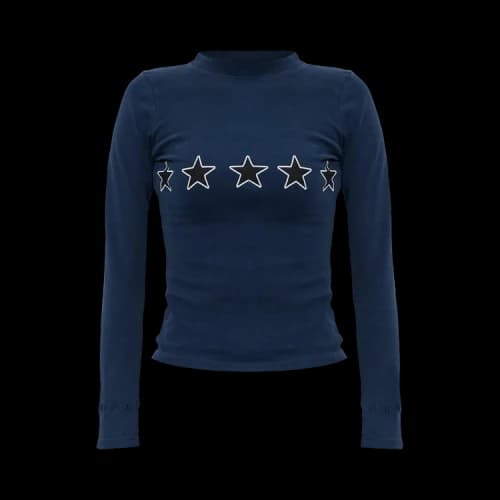 Balenciaga Women's L/S Fitted Crewneck Top Washed Navy