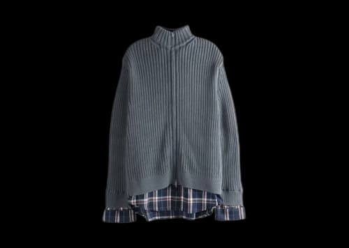 Balenciaga Layered Zip Sweater Navy Brown
