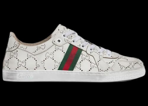 Gucci Stretch Low-Top Sneaker White Lasered GG Leather
