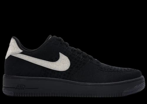Nike Air Force 1 Flyknit Low Black Metallic Silver