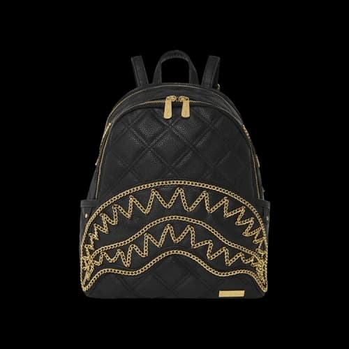 Sprayground Noir Quilt Gold Chain Shark Savage Backpack 'Multicolor'