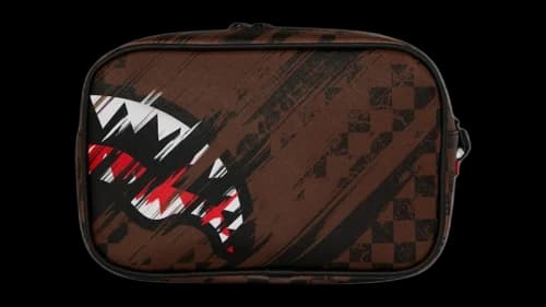 Sprayground Smeared Grunge Toiletry Brick Pouch Brown