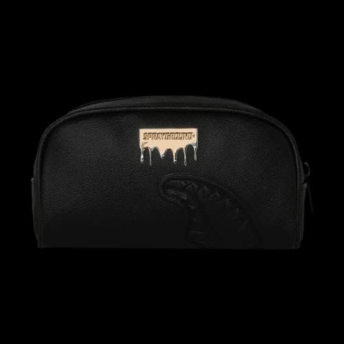 Sprayground Gold Brick Luxe Shark Pencil Pouch Black