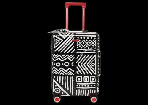 Sprayground African Intelligence A.I.8 - Unveiling the Origin Story of Sharknautics Hardshell Carry-On 22 Luggage Black/White