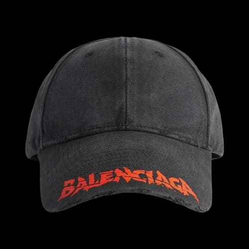 Balenciaga Logo-Print Distressed Cap 'Black'