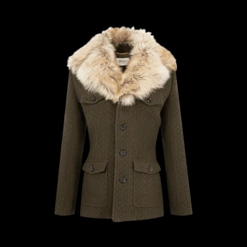 Saint Laurent Veste Base Fur Coat 'Khaki'
