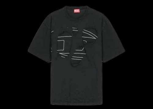 Diesel T-Strapoval T-shirt with Layered Front Black