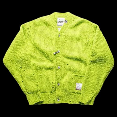 Maison Mihara Yasuhiro Distressed Knit Cardigan 'Neon Green'