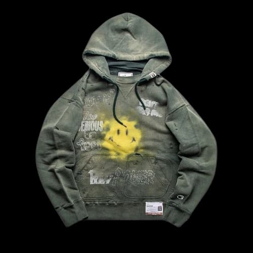Maison Mihara Yasuhiro Distressed Hoodie 'Green'
