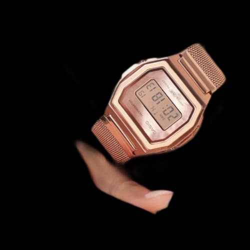 CASIO VINTAGE Series Multifunction Stainless Steel Strap Watch Pearl A1000MPG-9 Analog Rose Gold Digital