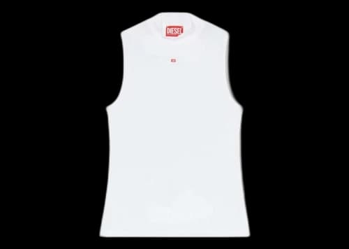 Diesel (W) T-Mokky-Sl-Microdiv Mock Neck Ribbed Tank Top White
