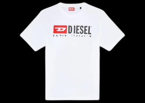 Diesel Destroyed Logo Print T-shirt White