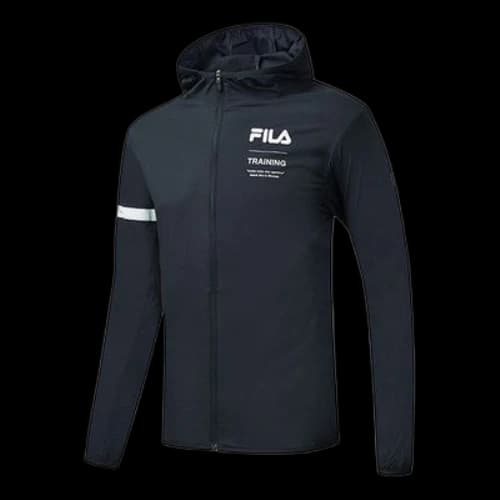 FILA Athletics Alphabet Logo Printing Woven Sports Hooded Jacket Blue