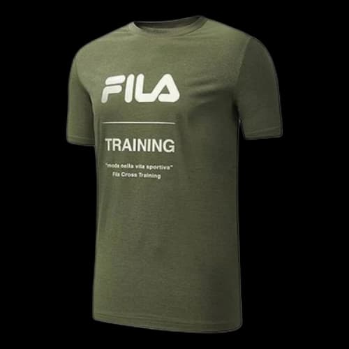 FILA ATHLETICS Alphabet Printing Round Neck Short Sleeve Brown