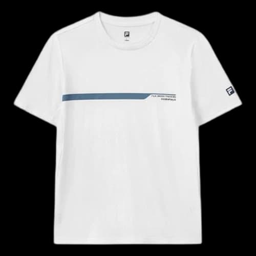 FILA Logo Alphabet Printing Round Neck Loose Short Sleeve White
