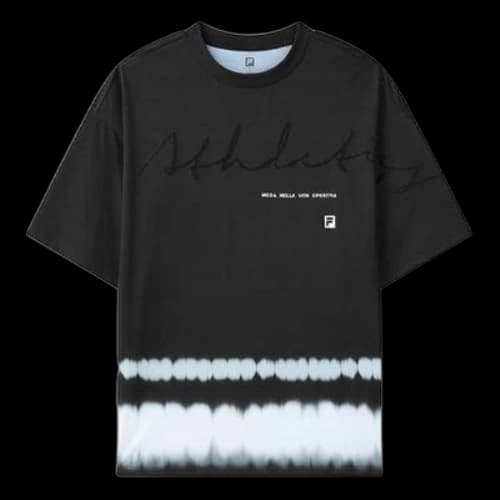 FILA Alphabet Printing Contrasting Colors Knit Short Sleeve Black