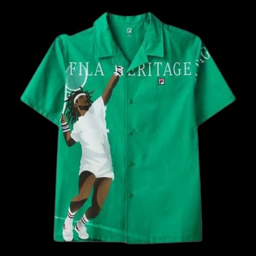 FILA Athletics Series Tennis Sports Beach Short Sleeve Shirt Green