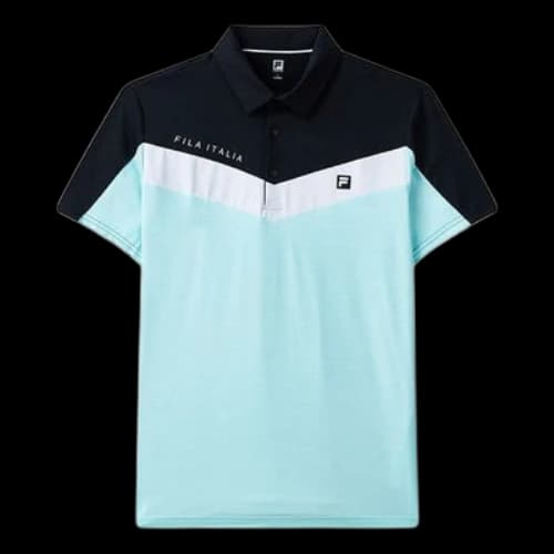 FILA Embroidered Logo Splicing Golf Short Sleeve Polo Shirt Green
