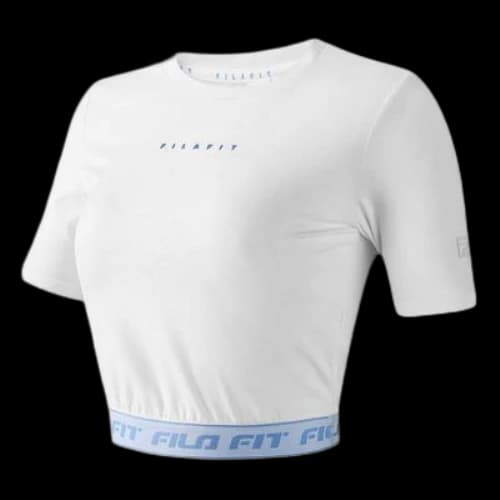 FILA Alphabet Printing Yoga Gym Short Sleeve 'White Blue' (Women's)