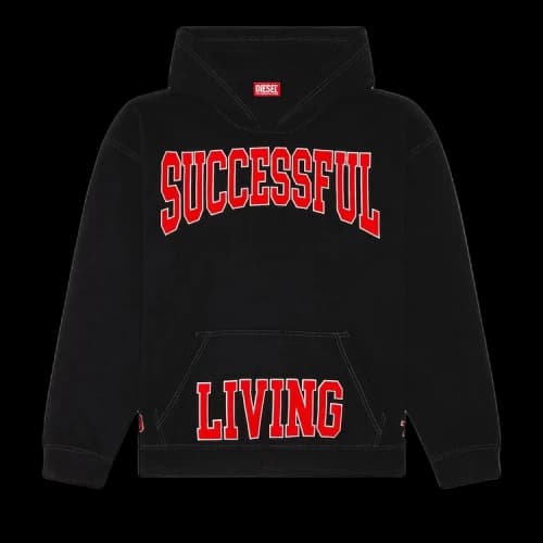 Diesel College Print Hoodie 'Deep Black'