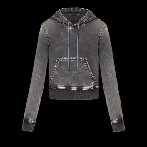 Diesel D-Angy-Hood Track Cropped Denim Hoodie 'Black'