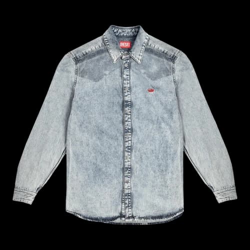 Diesel Stretch Denim Shirt With Coated Yoke 'Light Blue'