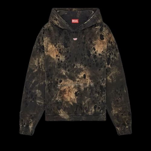 Diesel Boxt Distressed Hoodie 'Deep Black'