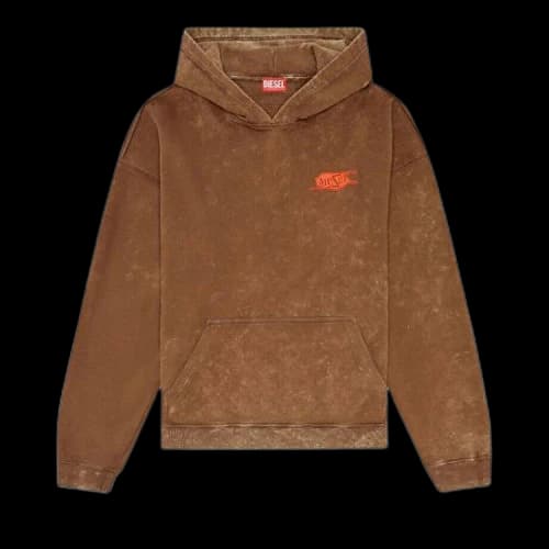 Diesel Puff Print Logo Marbled Hoodie 'Brown'