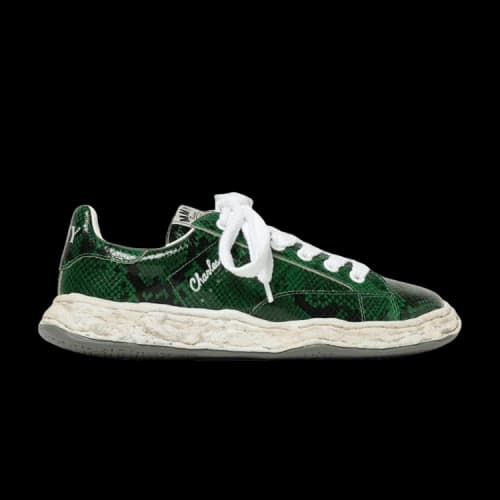 Maison Mihara Yasuhiro Charles OG Sole Leather Low Python Printed Green