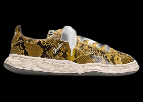 Maison Mihara Yasuhiro Charles OG Sole Leather Low Python Printed Yellow