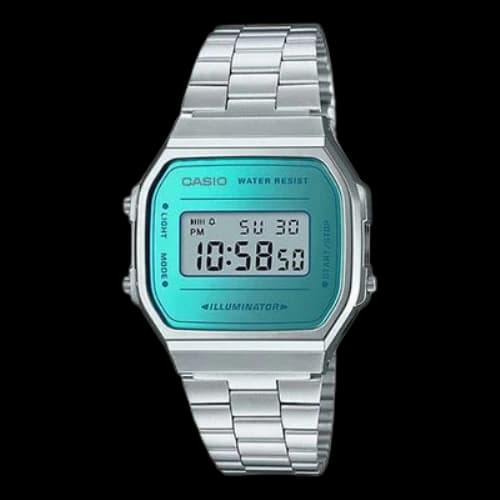 CASIO Classical Vintage Square Waterproof Blue/Green Unisex Mens BlueGreen Digital