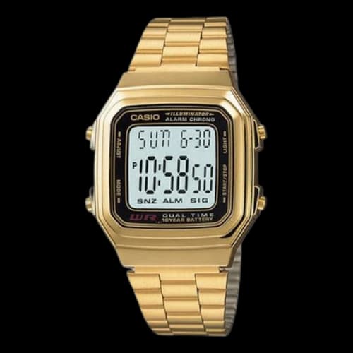 CASIO Couple Quartz Waterproof Unisex Mens GoldYellow Digital
