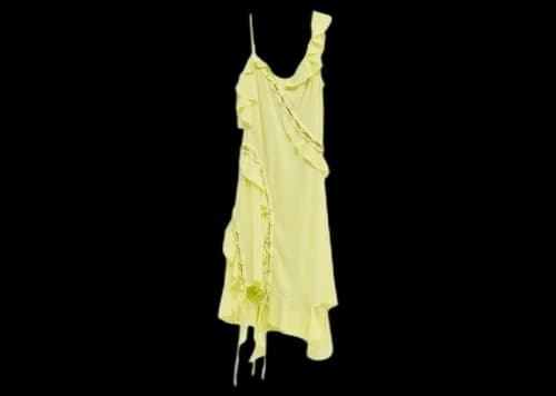 Acne Studios Asymmetric Ruffle Dress Acid Yellow Cyi