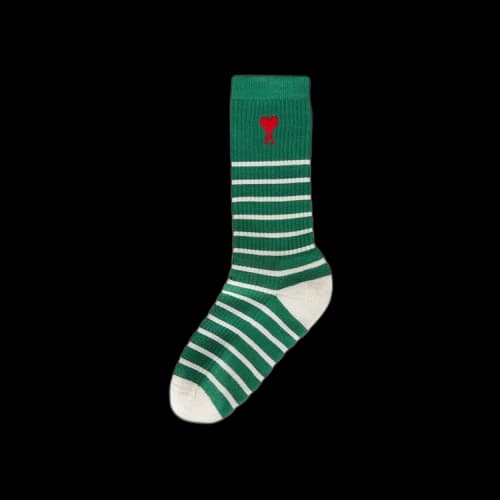 Ami Striped Socks 'Green/Off White'